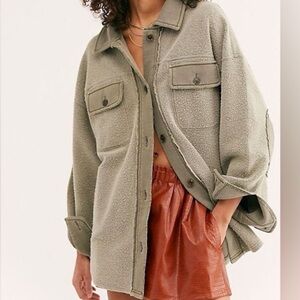 Free People Ruby Fleece Jacket in Greyed Olive